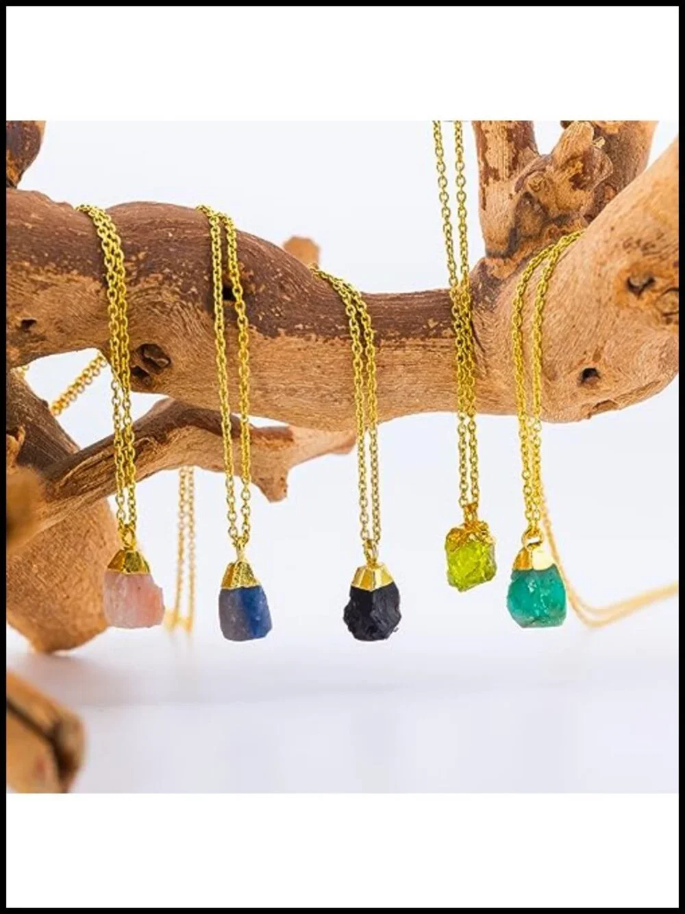 Ruby Crystal Raw Stone Pendant Necklace 18K Gold Plated 925 Sterling Silver